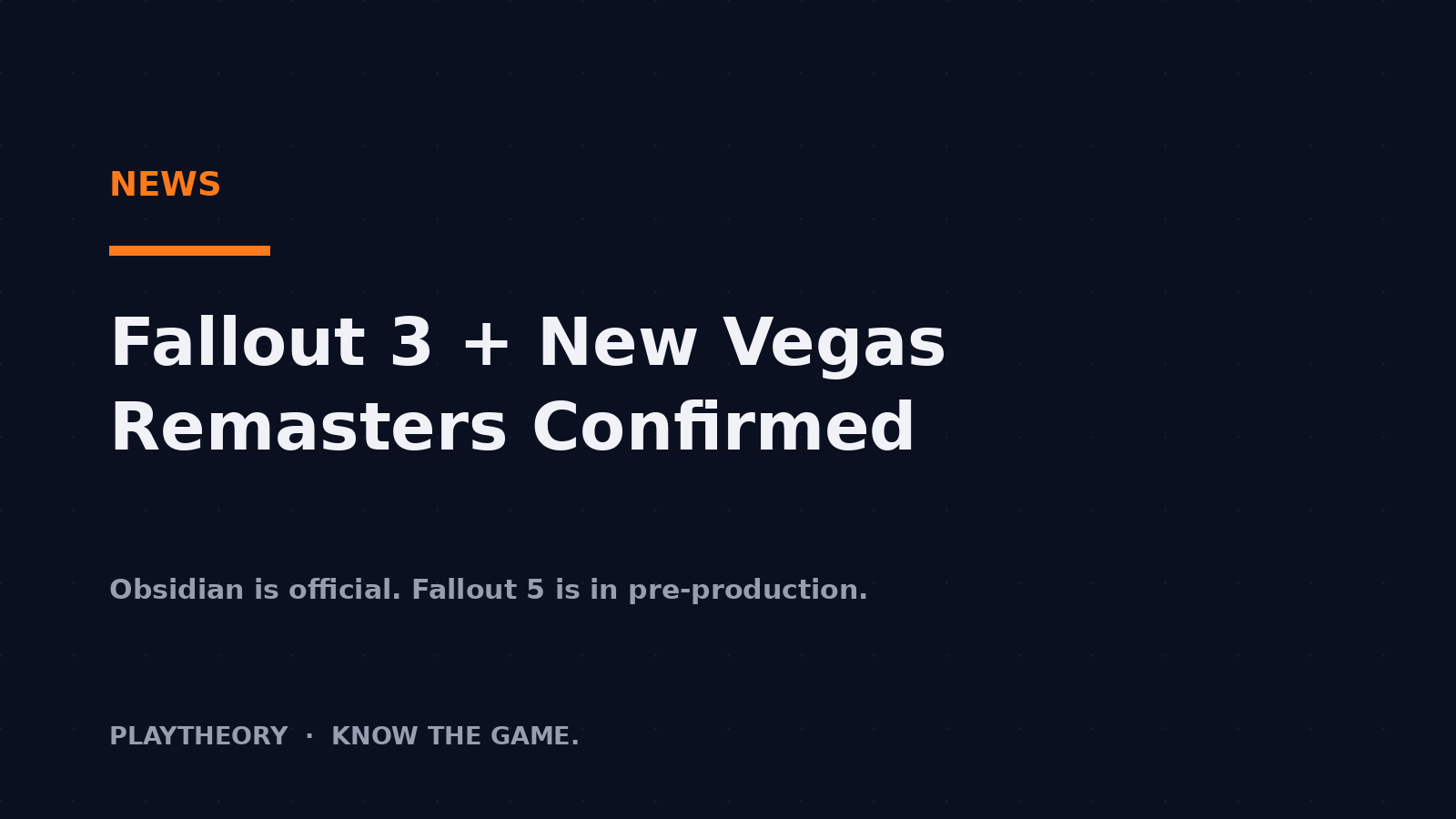 Fallout 3 and New Vegas Remasters Are Officially Confirmed — Here’s Everything Bethesda Said