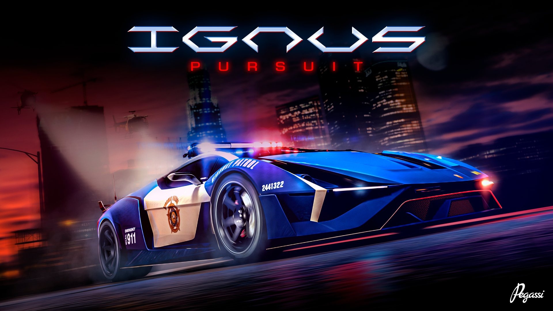 The Pegassi Ignus Pursuit police interceptor in GTA Online, official Rockstar Games artwork