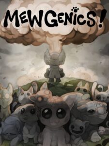 A crowd of wide eyed cartoon cats gathers on a green hill as a mushroom cloud rises behind them, under the game title in hand drawn black letters. Image: Edmund McMillen and Tyler Glaiel.