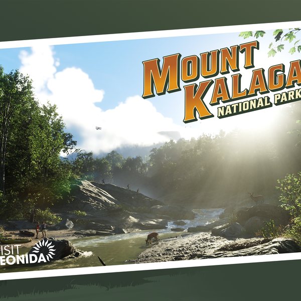 Official Grand Theft Auto VI postcard artwork for Mount Kalaga National Park, Leonida