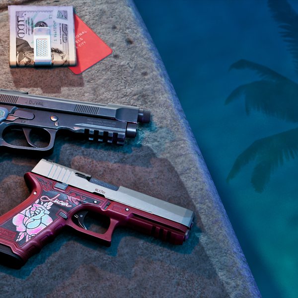 Official Rockstar Games image of the Personalised weapon variants from Grand Theft Auto VI