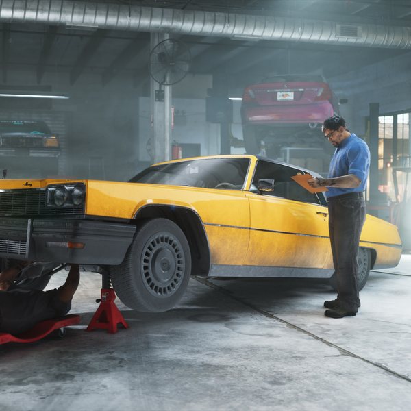 Official Rockstar Games image of the Rideout Customs from Grand Theft Auto VI