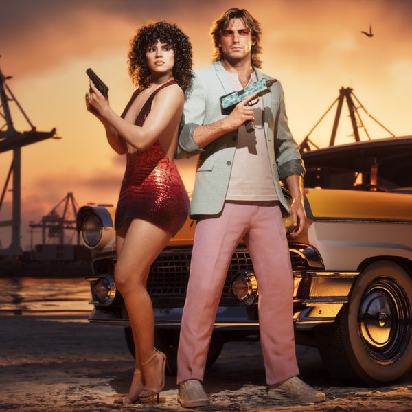 Official Rockstar Games key art for the Grand Theft Auto VI Vintage Vice City Pack
