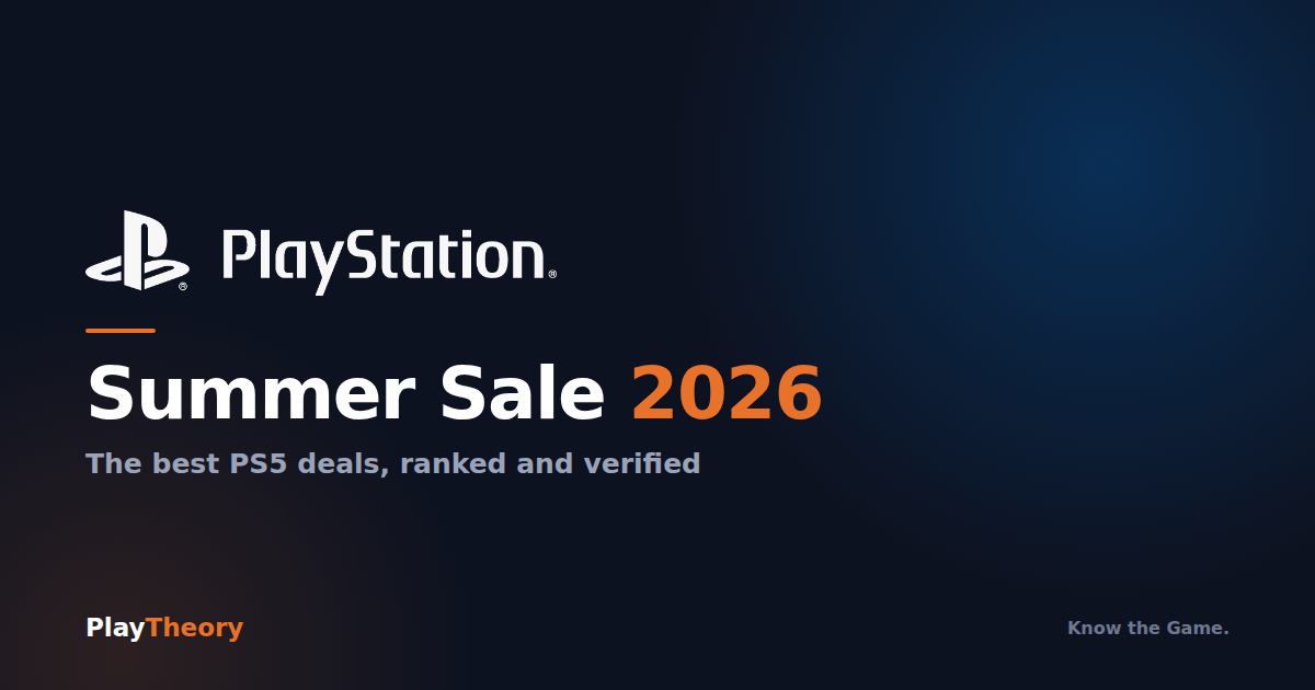 PlayTheory hero card for the PlayStation Summer Sale 2026, the best PS5 deals ranked and verified.