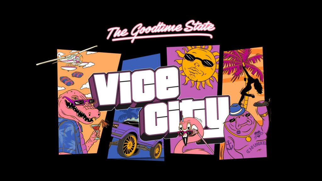 The Goodtime State: Vice City artwork for the Grand Theft Auto VI collection. Image: Rockstar Games.